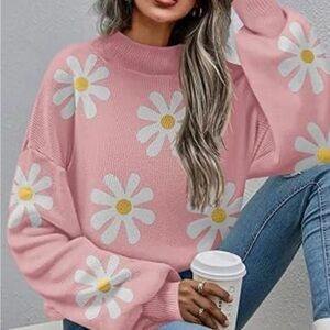 Zeagoo Pink Daisy Women's Sweater NWT